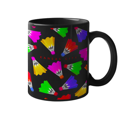 Colorful Shuttlecock Collage - Black Mug - 11oz. Coffee Mug