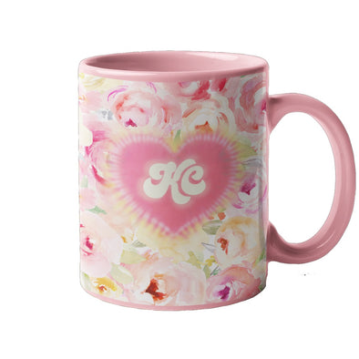 KC Heart - Pink Floral - 11oz. Coffee Mug