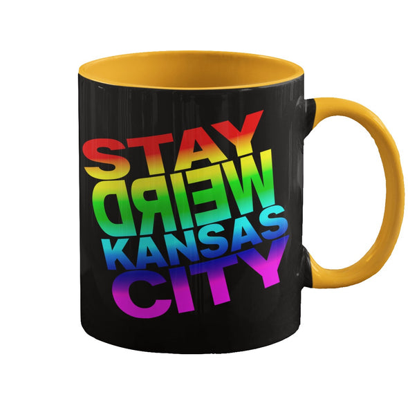 Stay Weird KC - Square Block Rainbow Logo - 11oz. Coffee Mug