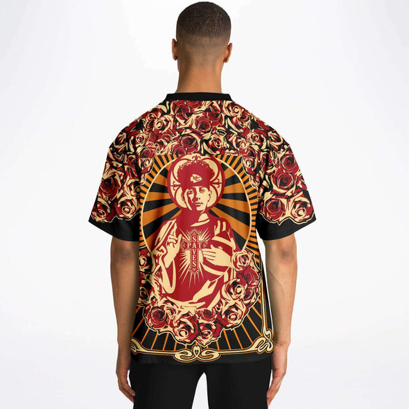 KC - Pat Saves Cross - Deep Red on Black - All-Over Print Football Jersey