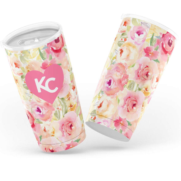 KC Heart - Soft Pastel Floral - 20oz. TUMBLER