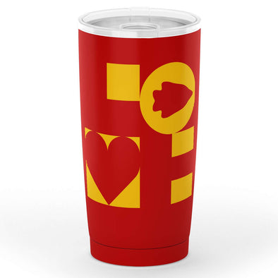 KC - LOVE Block Letters - Yellow on Red - 20oz. TUMBLER