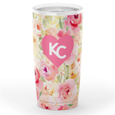 KC Heart - Soft Pastel Floral - 20oz. TUMBLER