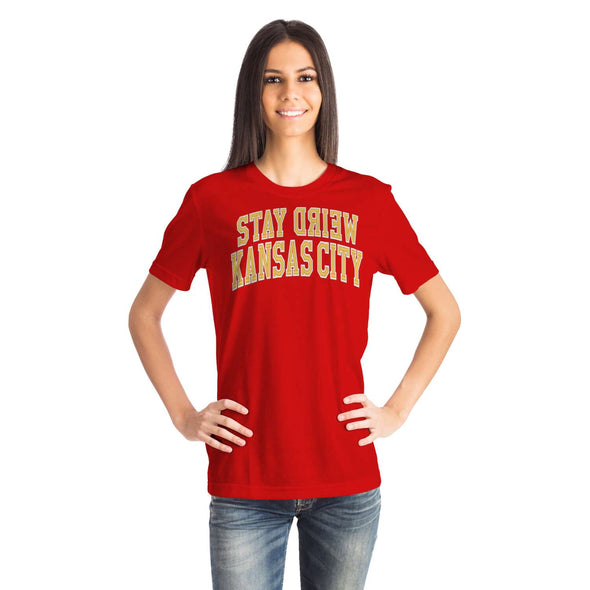 Stay Weird Kansaas City - Collegiate Style All-Over Print TShirt (Red)