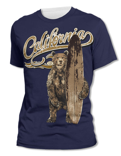 California Surfer Bear - All-Over Print Unisex Tee
