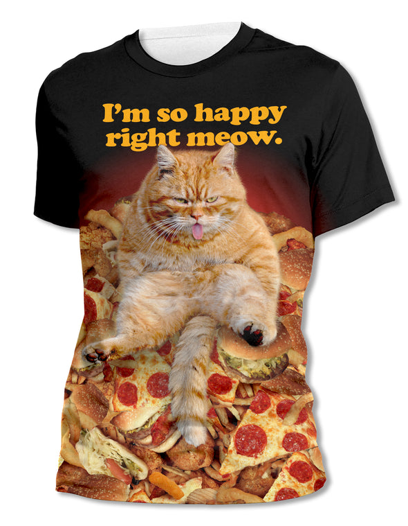 I'm So Happy Right Meow - Unisex All-Over Print Tee