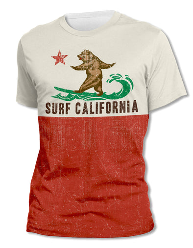 California Surfer Bear - Unisex All-Over Print Tee