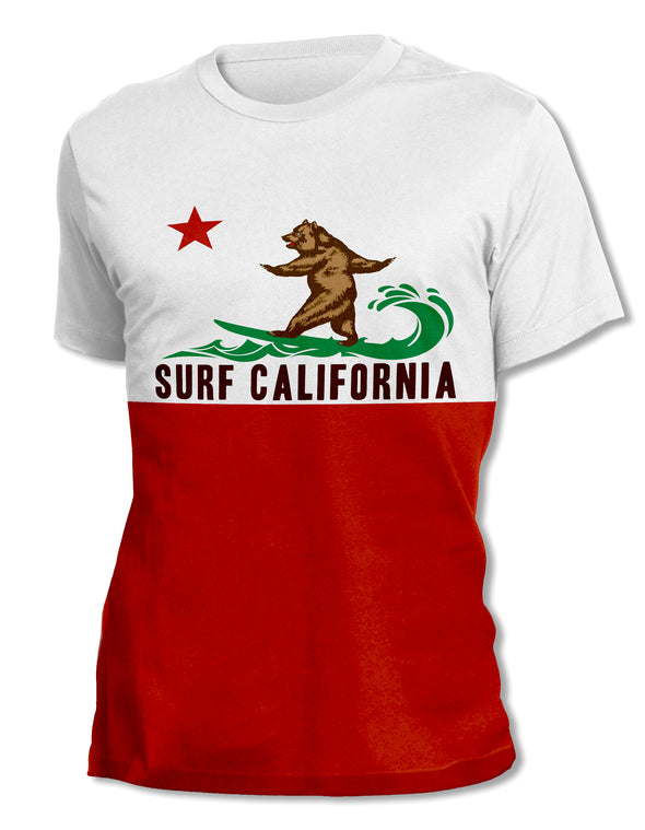 California Surfer Bear - Unisex All-Over Print Tee