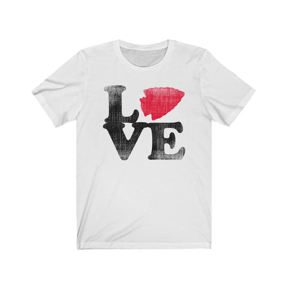 LOVE-KC Arrowhead - Black&Red On White - Unisex Jersey Short Sleeve Tee